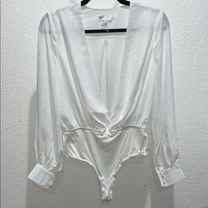 By The Way. Long sleeve White Bodysuit. Small.